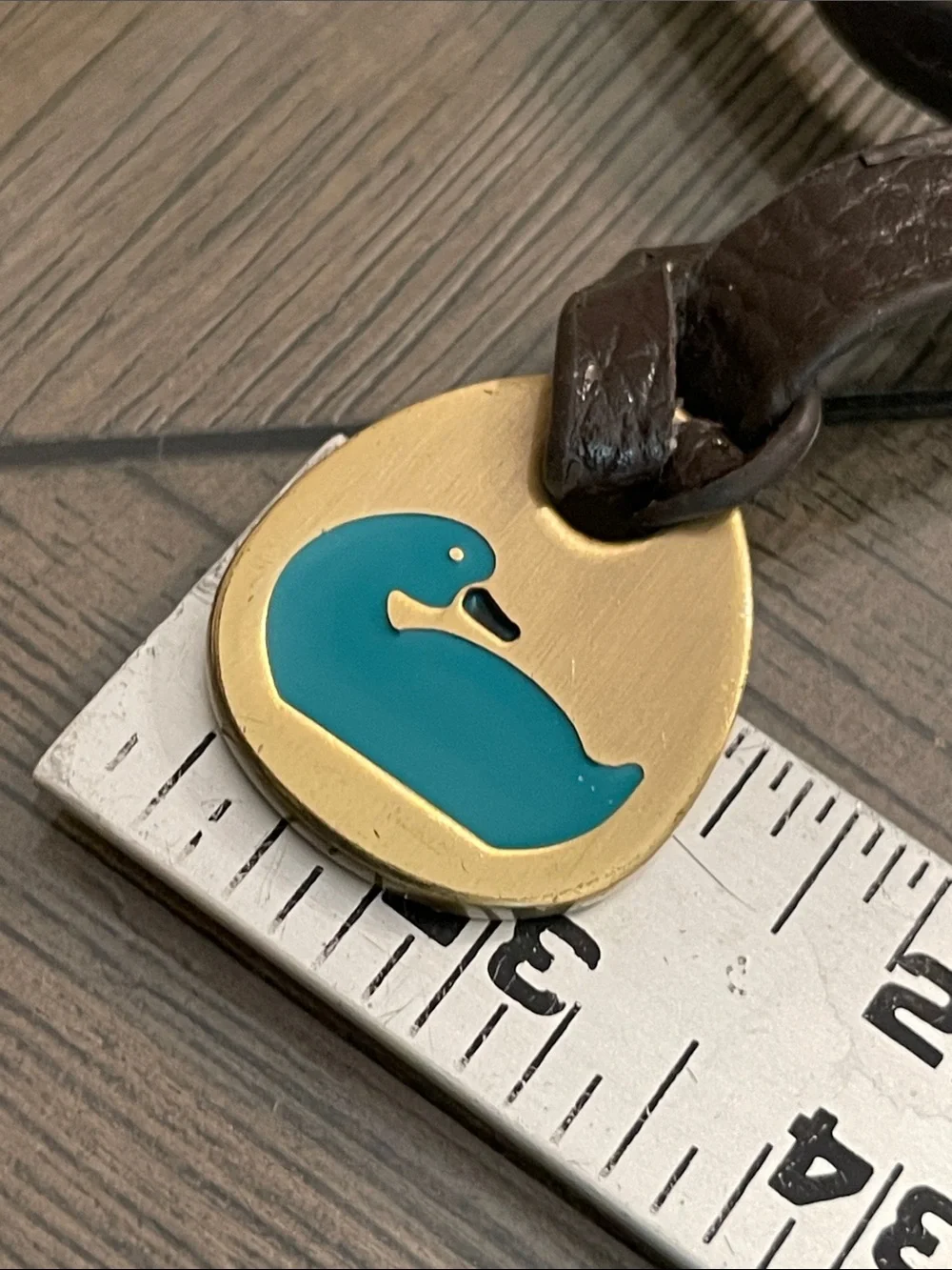 Vintage Antique Brass Dooney & Bourke Hangtag with Turquoise - Teal Duck